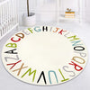 LIVEBOX ABC Round Kids Rug Colorful Play Mat for Playroom, Alphabet Learning Nursery Rug Circle Washable Rug for Children Bedroom, Non-Slip Educational Carpet for Teen (59