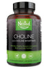 Nested Naturals Choline Bitartrate 500mg per Serving, Supports Cognitive Function, 100% Vegan & Non-GMO Choline