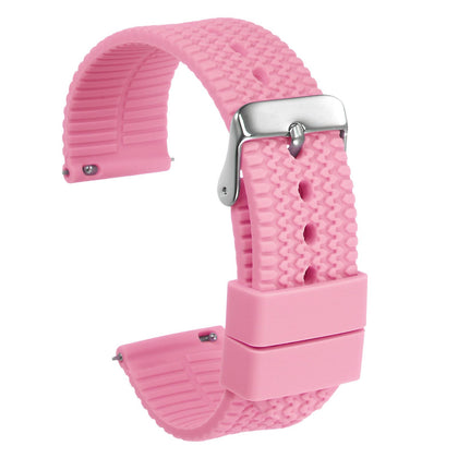 HARFINGTON Silicone Watch Band 18mm Width Quick Release Soft Rubber Watch Strap with Electroplated Stainless Steel Buckle for Men Women, Pink