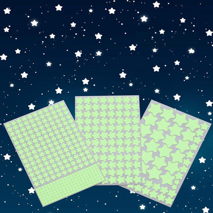 Aooyaoo Glow in The Dark Stars Wall Stickers, Glowing Stars for Ceiling and Wall Decals, 3D Glowing Stars,Excluding The Moon?Perfect for Kids Bedding Room or Party Birthday Gift(452Pcs, Green)