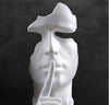 NEWQZ Creative Abstract Men Figurine Sculptures, Keep Silence Statue, Thinker Statue, Office Home Decor (White)