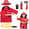 iPlay, iLearn Kids Firefighter Costume, Toddler Fireman Dress up, Fire Pretend Chief Outfit, Halloween Role Play Career Suit W/Walkie Talkie Hose, Party Birthday Gift for 3 4 5 6 7 Year Old Boy Girl