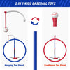 HYES 3 in 1 T Ball Set for Kids 3-5, Kids Baseball with Hanging Tee/Standing Tee/Automatic Launcher/6 Softballs, Adjustable Height Toddler Baseball Sets Indoor Outdoor Sport Gifts Toys for Boys, Blue