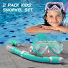 2 Pack Kids Snorkel Set Dry Top Snorkel Mask Snorkeling Gear for Kids Boys Girls Youth, No Leak Comfy MouthPiece Anti-Fog 180° Panoramic View Scuba Diving Swim Pool Equipment Snorkel Kit with Mesh Bag