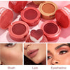 BEUKING Air Cushion Blush Cheek Sponqe Seal Blush Heart Head Pink Matte Waterproof Long-lasting Multi-functional Highly Pigmented Facial Make-up Rouge Lightweight Satin (04#)