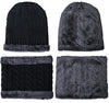 Warm Winter Beanie Hat & Scarf Set Stylish Knit Skull Cap for Men Women (01 Black)