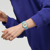 Swatch Simpsons Watch Blue Unisex Casual Bio-sourced Quartz Sweet Embrace