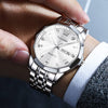 OLEVS Men Watches Business Dress Diamond Analog Quartz Date Luxury Wrist Watch Silver Casual Stainless Steel Waterproof Luminous Two Tone Watch for Men