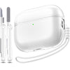 MHYALUDO Airpods Pro 2nd/1st Generation Case Cover, Compatible with Airpods Pro Case 2nd Gen USB C Charging Port (2023/2022/2019), Clear Soft Transparent Military Grade Shockproof Case, Clear White