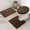 Bathroom Rug Set 3 Pieces Non-Slip Soft Bathroom Rug Rectangular Floor Mat, U-Shaped Toilet Mat, Elongated Toilet Lid Cover (Coffee)