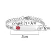 TGLS Red Medical Alert Type 2 Diabetes Bracelet for Women Men Emergency First Aid Health Alert Engraved Adjustable Stainless Steel Chain Bracelets