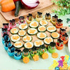 24 pcs Vegetable Cutter Shapes Sets Cookie Cutters Fruit Stamps Mold with 20 pcs Food Picks and Forks for Kids