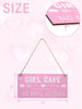 Utuichuo Girl Cave Sign Girls Bedroom Decorations, Hanging Wooden Door Sign for Teen Girl Kids Bedroom Living Room Wall Decor, No Boys Allowed Sign