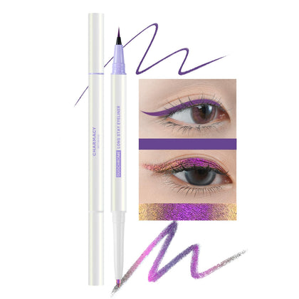 CHARMACY 2 in 1 Duochrome Gel Eyeliner, Chameleon Metallic Eyeliner, Pink Glod Brown Gel Glitter Eyeliner, Purple Liquid eyeliner, Waterproof, Smudge Proof, Long Lasting Eyeliner Pen(DE02)