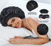 Silk Bonnet for Sleeping Double Layer Satin Bonnet Adjustable Bonnets for Black Women Sleep Cap Reversible Hair Bonnet for Curly Hair (Black and Purple)