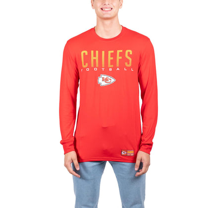 Ultra Game NFL Men's Active Quick Dry Long Sleeve T-Shirt, Kansas City Chiefs, Team Color, Large