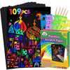 ZMLM Rainbow Scratch Paper Kit: 117Pcs Magic Art Craft Stuff Supplies Black Drawing Pad for Age 3-12 Kids Children Girl Boy DIY Toy Activity Educational|Party Faver|Christmas Birthday Gifts