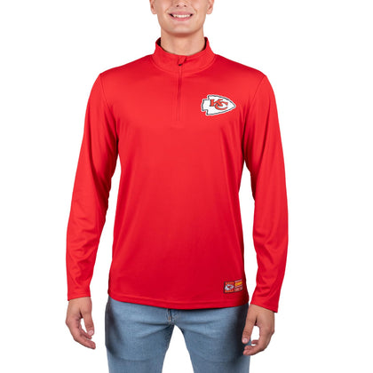 Ultra Game NFL Men's Super Soft Quarter Zip Long Sleeve T-Shirt, Kansas City Chiefs, Team Color, Medium