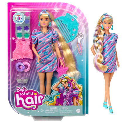 Barbie Totally Hair Doll, Star-Themed with 8.5-inch Fantasy Hair & 15 Styling Accessories (8 with Color-Change Feature)