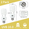 LUCKY HERP 2 Pack UVA UVB Reptile Light, 23W 10.0 UVB Bulb for Desert Reptiles, Compact Fluorescent Terrarium Lamp, Reptile UVB Bulb for Bearded Dragon, Lizard, Tortoise