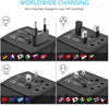 travel adapter - whzld international travel power adapter w/high speed 2.4a usb, 3.0a type-c wall charger, european adapter travel power adapter wall charger for uk, eu, au, asia covers 220+ (black 1)