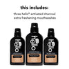 Hello Activated Charcoal Extra Freshening Mouthwash, Natural Fresh Mint and Coconut Oil, Fluoride Free, Alcohol Free, Vegan, SLS Free and Gluten Free, 16 Fl Oz (Pack of 3)