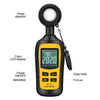 Light Meter Digital Illuminance Meter Handheld Ambient Temperature Measurer, Range up to 200,000 Lux, Luxmeter with 4 Digit Color LCD Screen