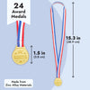 Juvale 24 Pack Gold Winner Medals for Kids and Adults - Participation Awards with 15.3-Inch Red, White, and Blue Neck Ribbons for Sports, Tournaments, Competitions (Metal, 1.5 in)