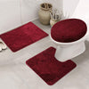 MIFXIN Bathroom Rug Set 3 Piece Anti-Slip Soft Bath Mats Rectangular Floor Mat Shower Rug, U-Shaped Area Rug, Toilet Lid Cover (Red)