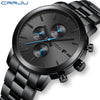 CRRJU Watches for Men Luxury Business Stainless Steel Waterproof Calendar Chronograph Analog Quartz Wristwatches