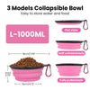 collapsible pet bowl- large size (1000ml) |portable water bowl|foldable silicone bowl | lightweight and travel friendly for hiking, walking & camping (pink)