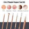 Pimple Popper Tool Kit, 6 Pcs Blackhead Remover Acne Needle Tools Set Removing Treatment Comedone Whitehead Popping Zit for Nose Face Skin Blemish Extractor Tool - Rose Gold