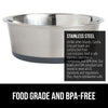 Gorilla Grip Stainless Steel Metal Pet Bowls Set of 2, Quiet Rubber Base, Heavy Duty, Rust Resistant, Food Grade BPA Free, Less Sliding for Cats and Dogs, Dry and Wet Foods, 2 Cups, Gray