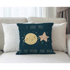 Moslion Star Decorative Pillow Case Cute Cartoon Stars Planets with Quote I Love You to The Moon and Back Throw Pillow Cover Square Accent Cotton Linen Home 18x18 Inch Blue