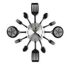 CIGERA 16 Inch Large Kitchen Wall Clocks with Spoons and Forks,Great Home Decor and Nice Gifts,Black