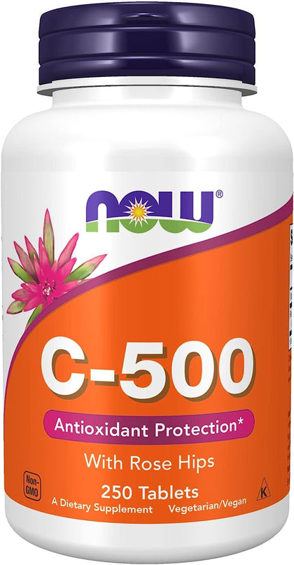 NOW Supplements, Vitamin C-500 Calcium Ascorbate, Antioxidant Protection*, 250 Veg Capsules