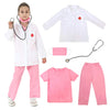 Lingway Toys Kids Pretend Role Play Costumes White Coat with Pink Scrubs and Accessories 4-6years