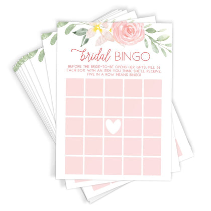 Printed Party Bridal Shower Bingo Game, Floral, 50 Cards