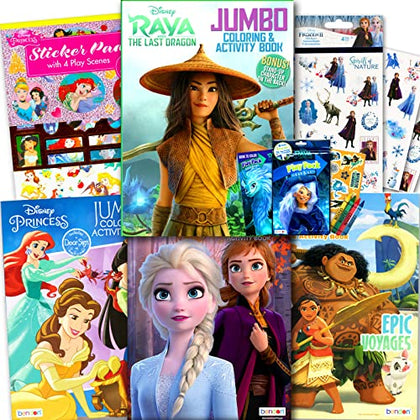 Disney Princess Coloring Book Set for Kids - Activities, Stickers and Games - Featuring Disney Princess, Frozen, Moana and Raya and The Last Dragon,8 x 10.75 inches