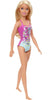 Barbie Doll, Blonde, Wearing Pink and Blue Floral Swimsuit, for Kids 3 to 7 Years Old