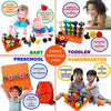 Skoolzy Peg Board Toddler Stacking Toys - STEM Color Sorting Learning Games - Montessori Toys for 1, 2, 3, 4 Year Old Boys & Girls - 38pc Shapes Puzzle Educational Manipulatives, Ebook, Tote