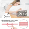 Lamisola Digital Alarm Clock, Large LED Mirror Display,2 USB Charging Ports,Auto Adjustable Brightness,Aesthetic Modern Clocks for Bedroom Office, Pink