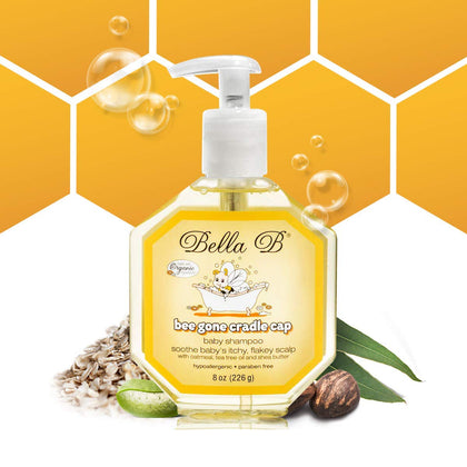 BELLA B Bee Gone Cradle Cap Baby Shampoo 8 oz - Natural Dry Scalp Shampoo - Cradle Cap Shampoo Treatment For Babies - Organic Baby Shampoo