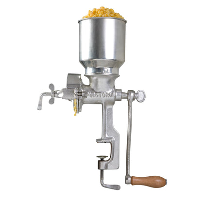 Victoria Manual High Hopper Grain Grinder, Silver