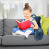 Ice Fusion Kids Reading Pillow Bolster Lounge Floor Bed Cushion Chair Rest Back Support with Arms for Gaming Sitting Up TV Posture Corrector with Storage Pockets and Removable Washable Cover