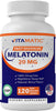 Vitamatic Melatonin 20mg Tablets | Vegetarian, Non-GMO, Gluten Free | HIGH Potency 20 MG | Natural Berry Flavor 120 Tablets