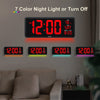 YORTOT 16 Large Digital Wall Clock with Remote Control - Adjustable Dimmer, 7 Color Night Lights, Big LED Clock with Indoor Temperature, Date, Auto DST, 12/24Hour, Wall Mount/Foldable Stand