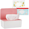 Whiidoom Diaper Wipes Dispenser Wipes Holder, Wipes Tissue Case Keeps Wipes Fresh Tissue Wipes Container with Lid (Pink)