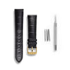 WOCCI 14mm Watch Band, Italian Leather, Embossed Alligator Grain, Gold Buckle (Black)