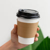 RACETOP [50 pack] 12 oz Coffee Cups with Lids and Kraft Sleeves, Disposable Paper Cups, Hot coffee cups, Ideal for Hot Beverage